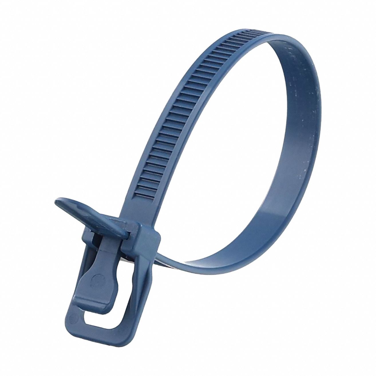 Reusable Cable Ties: Blue, 8 in Lg, Max. 55 mm Bundle Dia., 120 lb Rated, 100 PK