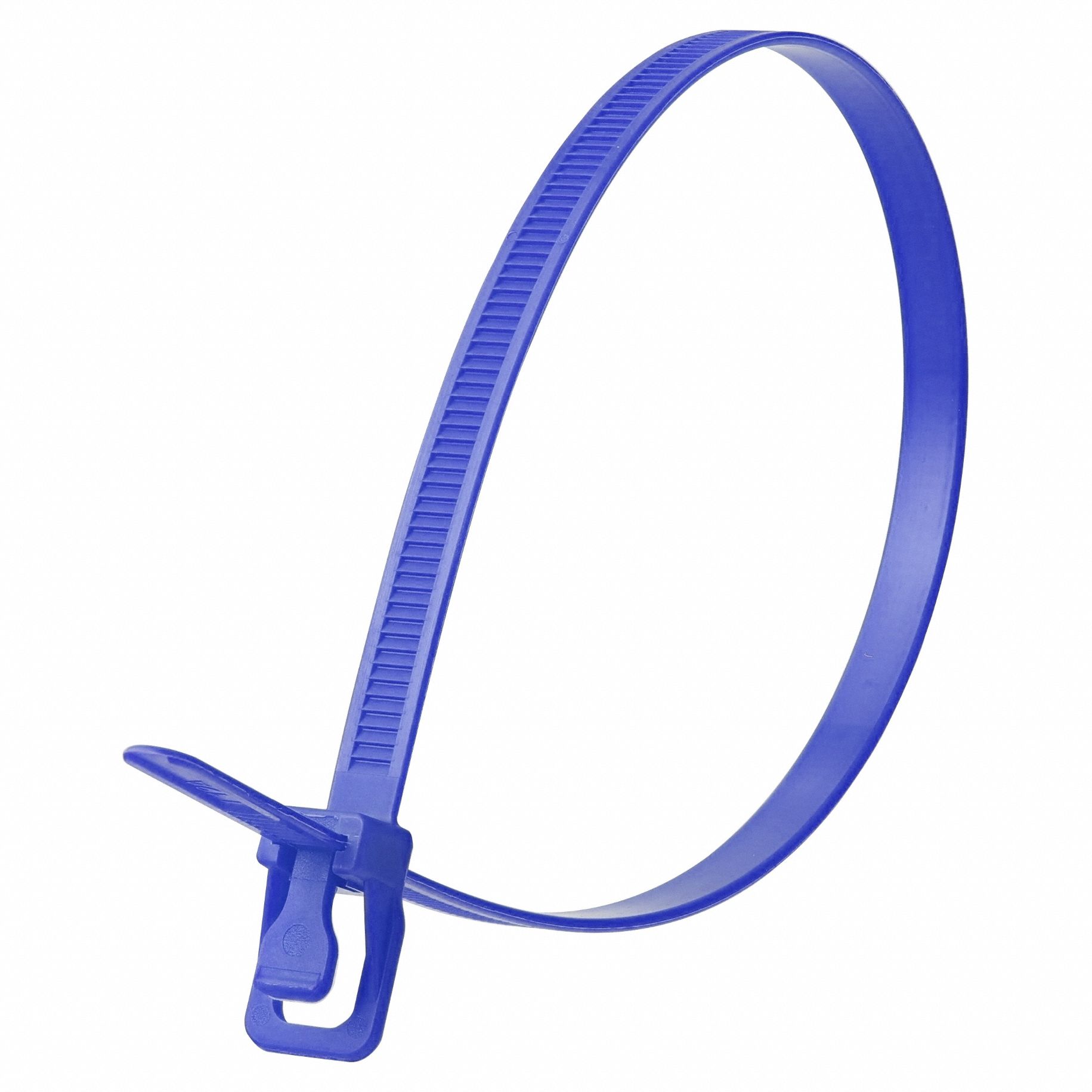 Releasable Cable Tie: Blue, 14 in Lg, Max. 100 mm Bundle Dia., 120 lb Rated, 100 PK
