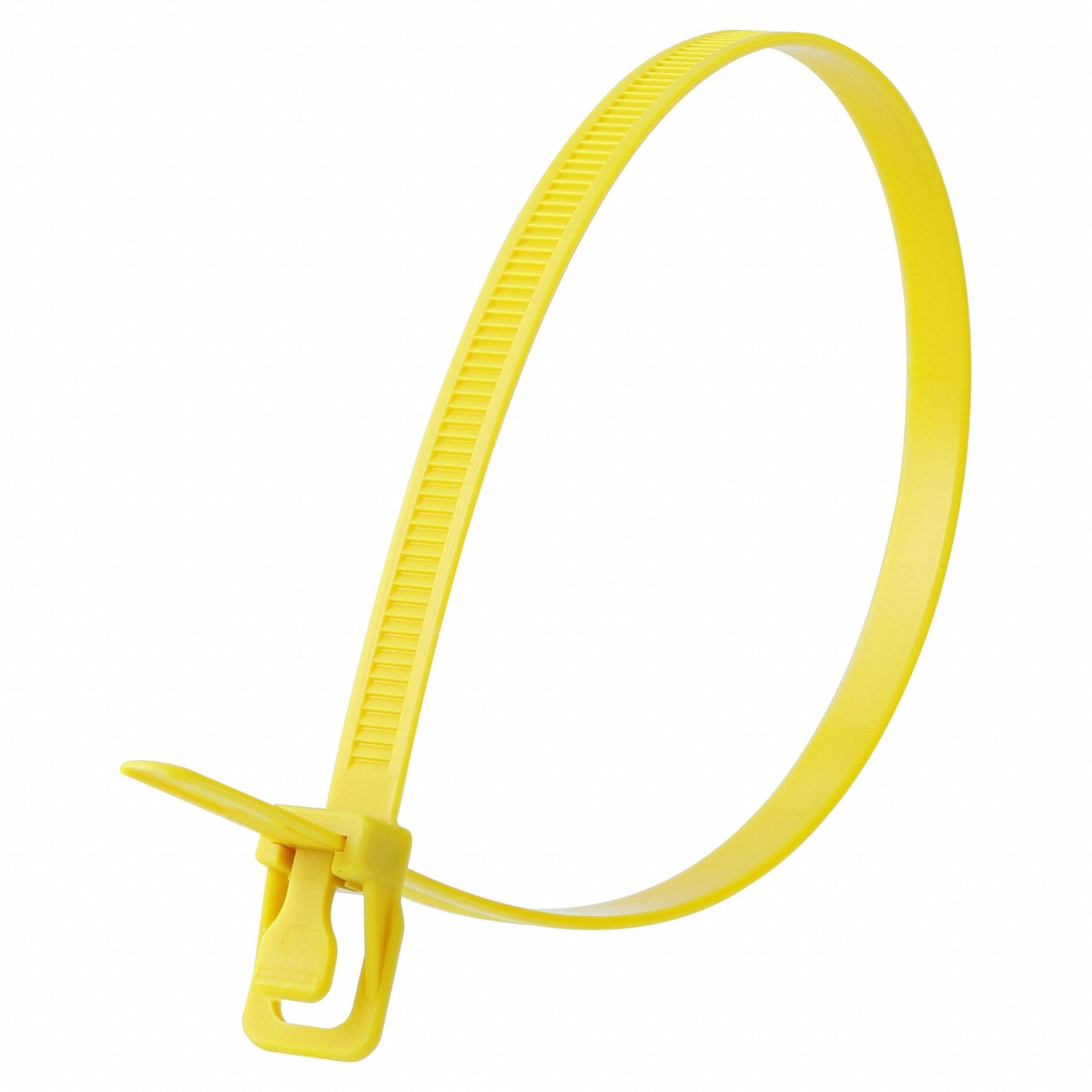 Releasable Cable Tie: Yellow, 14 in Lg, Max. 100 mm Bundle Dia., 120 lb Rated, 100 PK