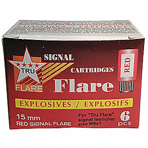 TRU-FLARE SIGNAL FLARE CARTRIDGES, CANADA STANDARDS, 30-45 M, PLASTIC/POWDER, PK 6