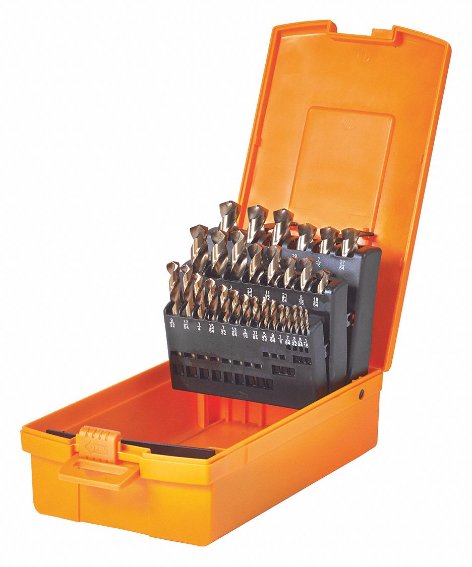 JOBBER LENGTH DRILL BIT SET, SST 135 DEGREE QSHANK, 29-PIECE SET