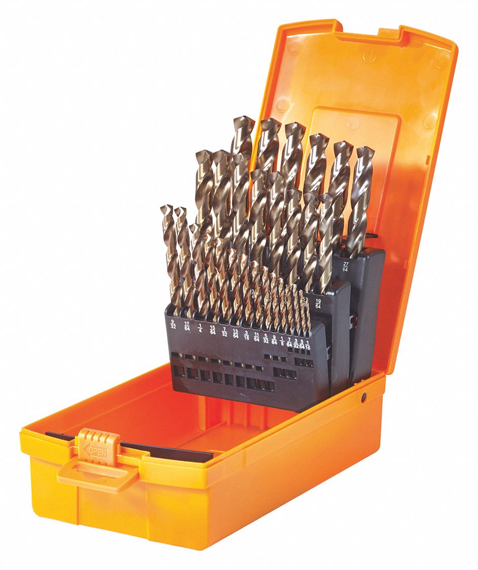 JOBBER DRILL BIT SET, 135 °  POINT ANGLE, 29 PC