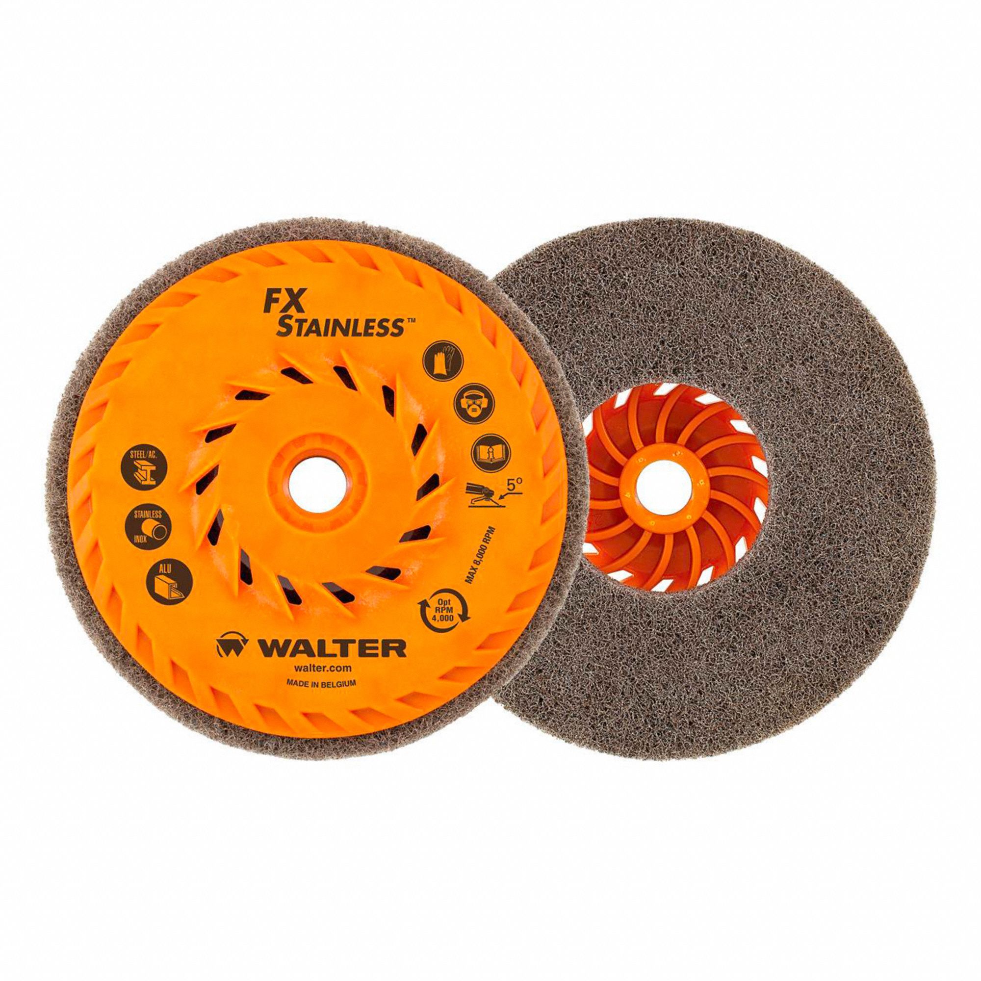 SANDING DISC, FINE GRIT, SPIN-ON MOUNT, 10500 RPM, GREY, 4 1/2 IN, 5/8