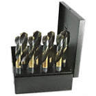 1000N REDUCED SHANK DRILL BIT SET, BLACK/GOLD, 118 ° , HSS, 9/16 TO 1 IN, 3 FLATS, 32 PC
