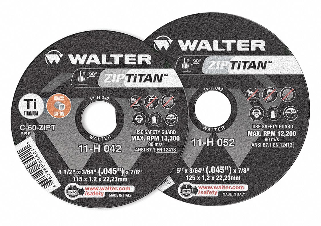 WALTER SURFACE TECHNOLOGIES ZIP TITANTYPE1 4.5X3/64X7/8C60ZIPT -  Abrasive Cut-Off and Chop Wheels - WLT11H042