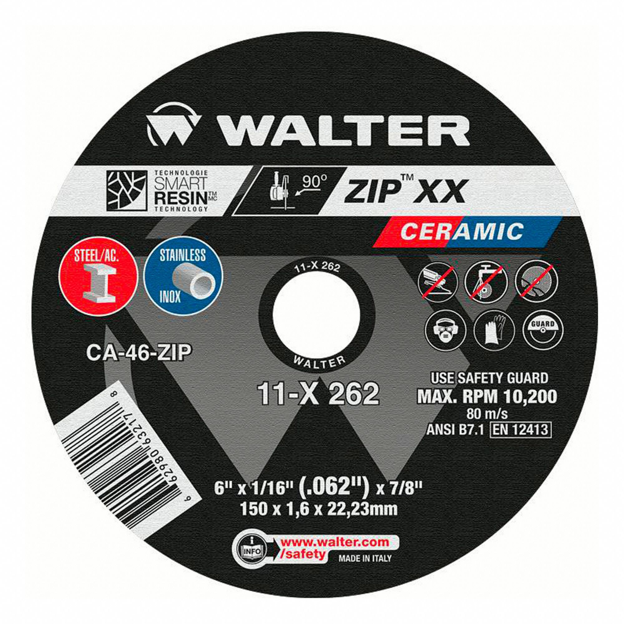 CERAMIC CUT-OFF WHEEL,TYPE 1,6 IN DIA