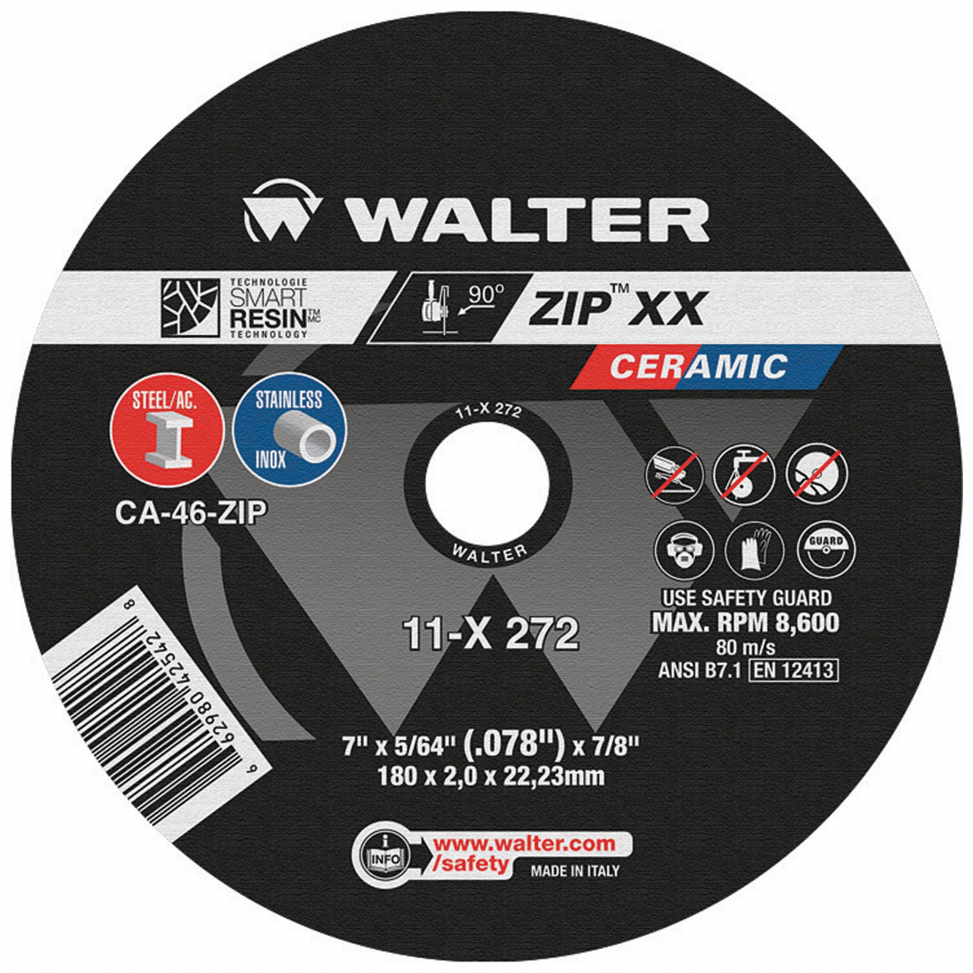 CERAMIC CUT-OFF WHEEL,TYPE 1,7 IN DIA