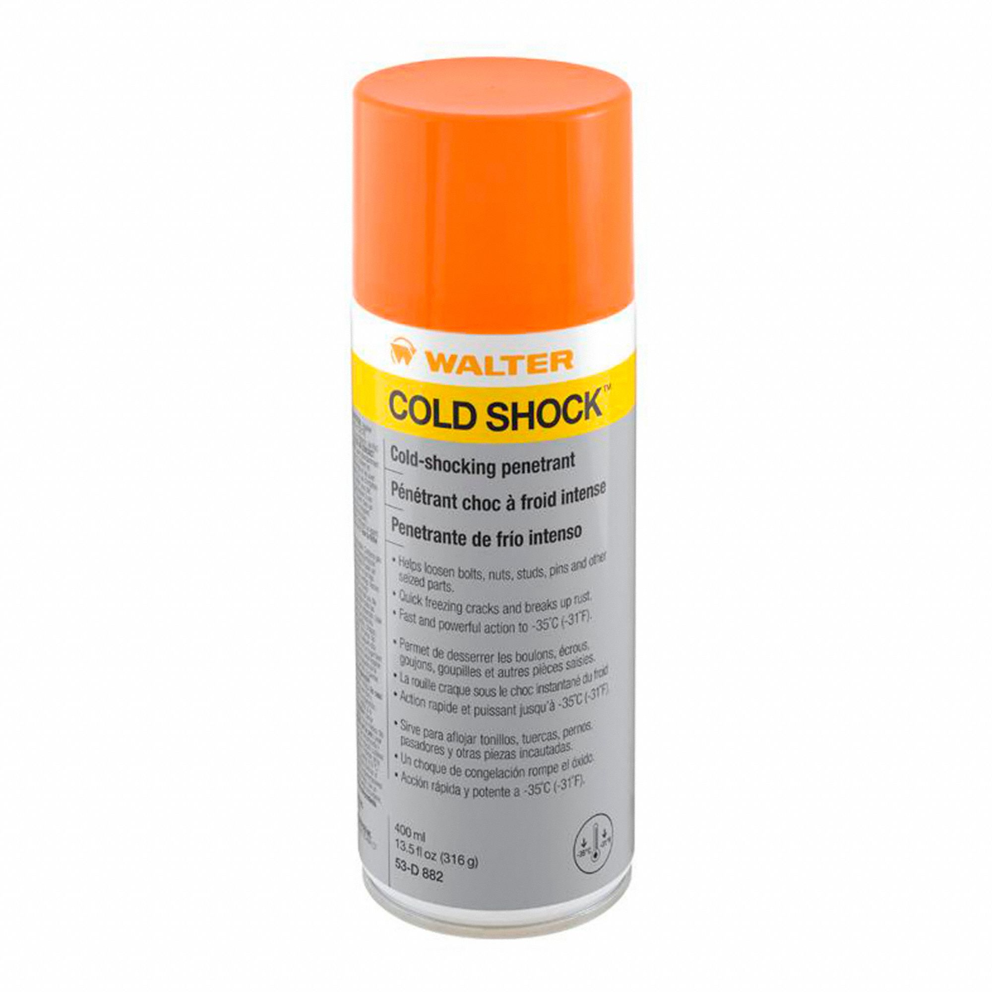 COLD SHOCK PENETRANT, FLAMMABLE AEROSOL, MAX TEMP 122 ° F/FLASH POINT -60 ° F, CLEAR, 400 ML, CAN