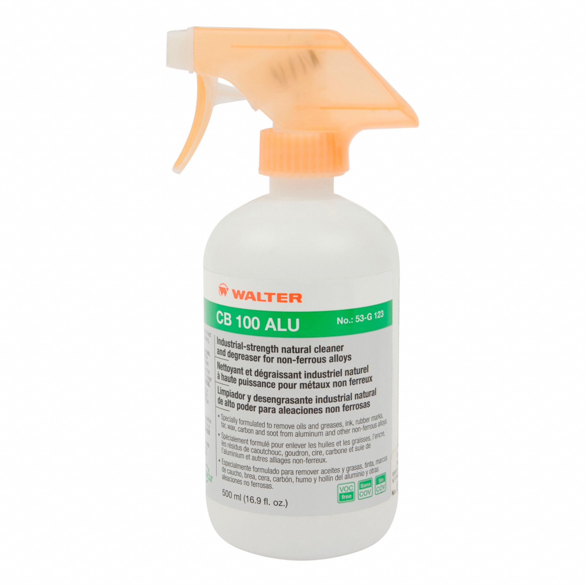 SPRAY BOTTLE WITH TRIGGER, FOR CB 100 ALU, REFILLABLE, TRANSPARENT, 500 ML, GRADUATED PLASTIC