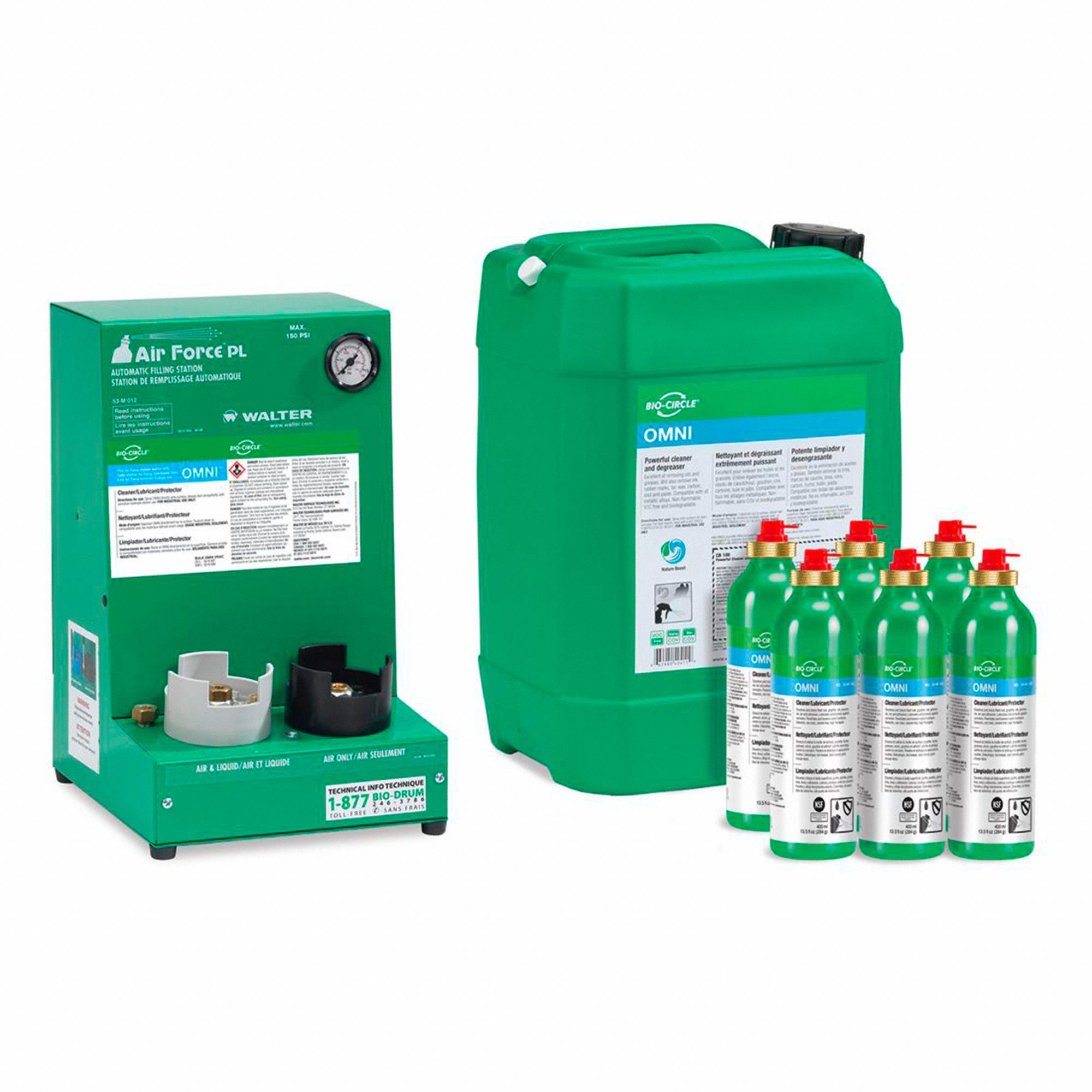STATION NETT EN TROUSSE P/FLACONS RCHGBL,À UTILISER A/AIR FORCE OMNI,PNT D'ÉCL DE 266 ° F,TRNSPT,10 L