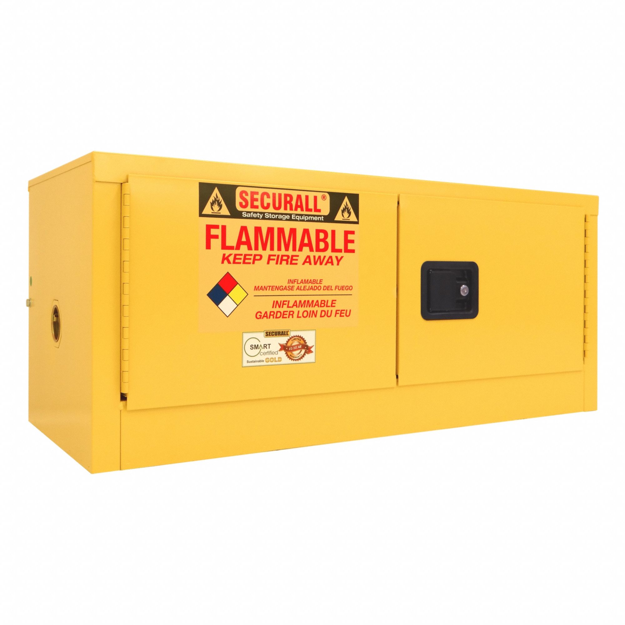 Flammable Wall Mountable Cabinet: Countertop with Legs, 12 gal, 43 in x 18 in x 18 in