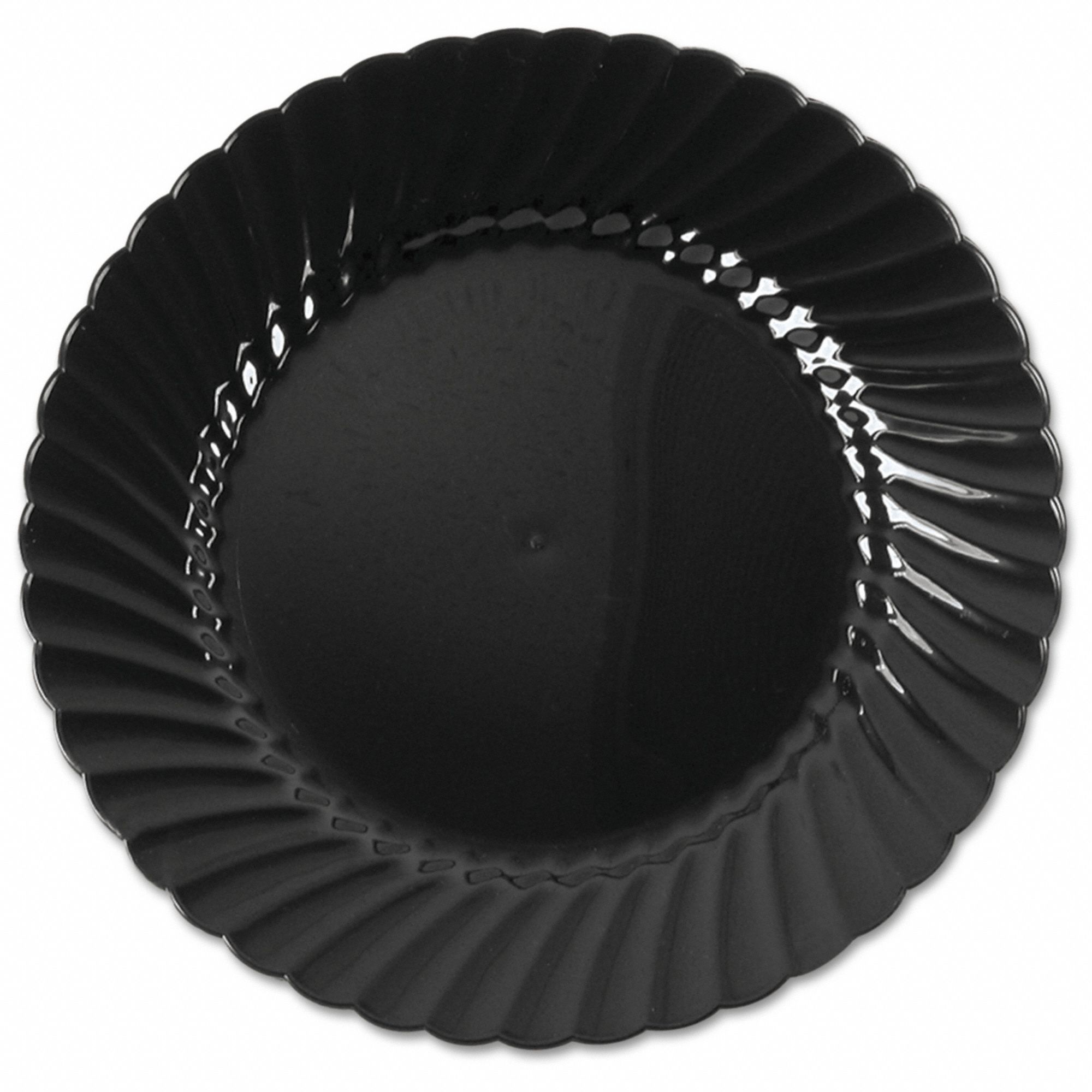 Disposable Plastic Plate: Black, 6 in Disposable Plate Size, 1 Compartments, 180 PK