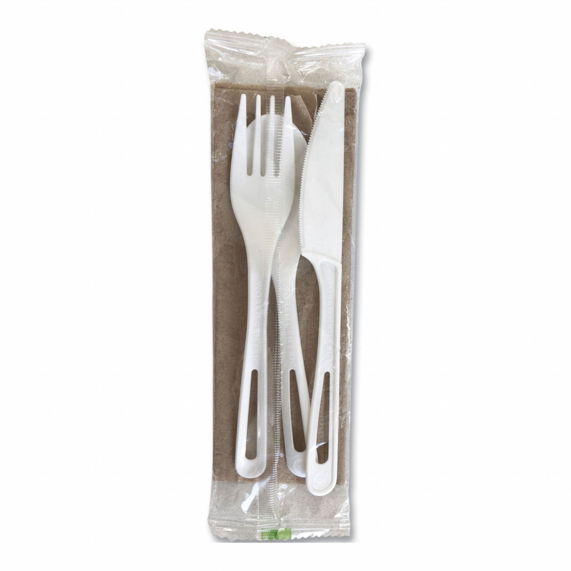 Cutlery Set: White, TPLA, Wrapped, Fork/Knife/Napkin/Spoon, 250 PK