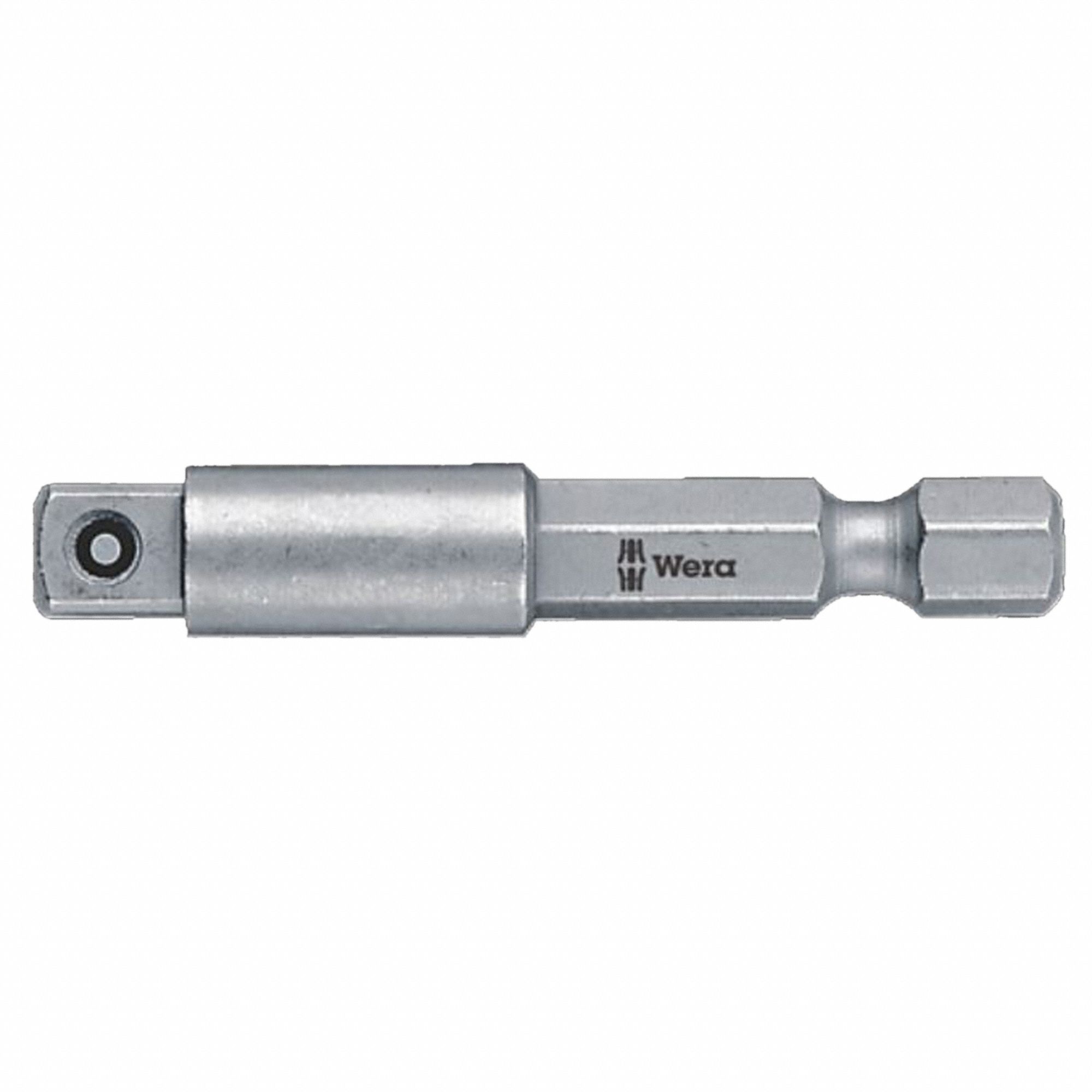 BIT ADAPTOR, 1/4 IN EXTERNAL SQUARE, 1/4 IN HEX DRIVE, 50 MM LENGTH