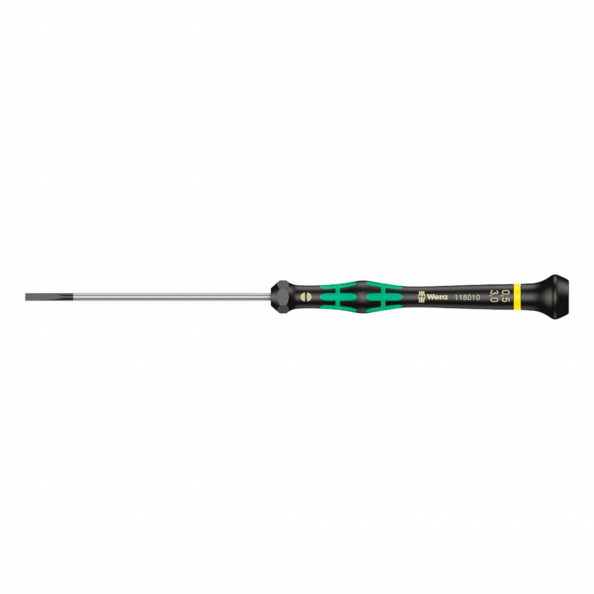 SCREWDRIVER, 97 MM MULTICOMPONENT HANDLE, 3 MM TIP, METRIC, NOT INSULATED, CORROSION-RESISTANT, 177 MM L X 3 MM DIA