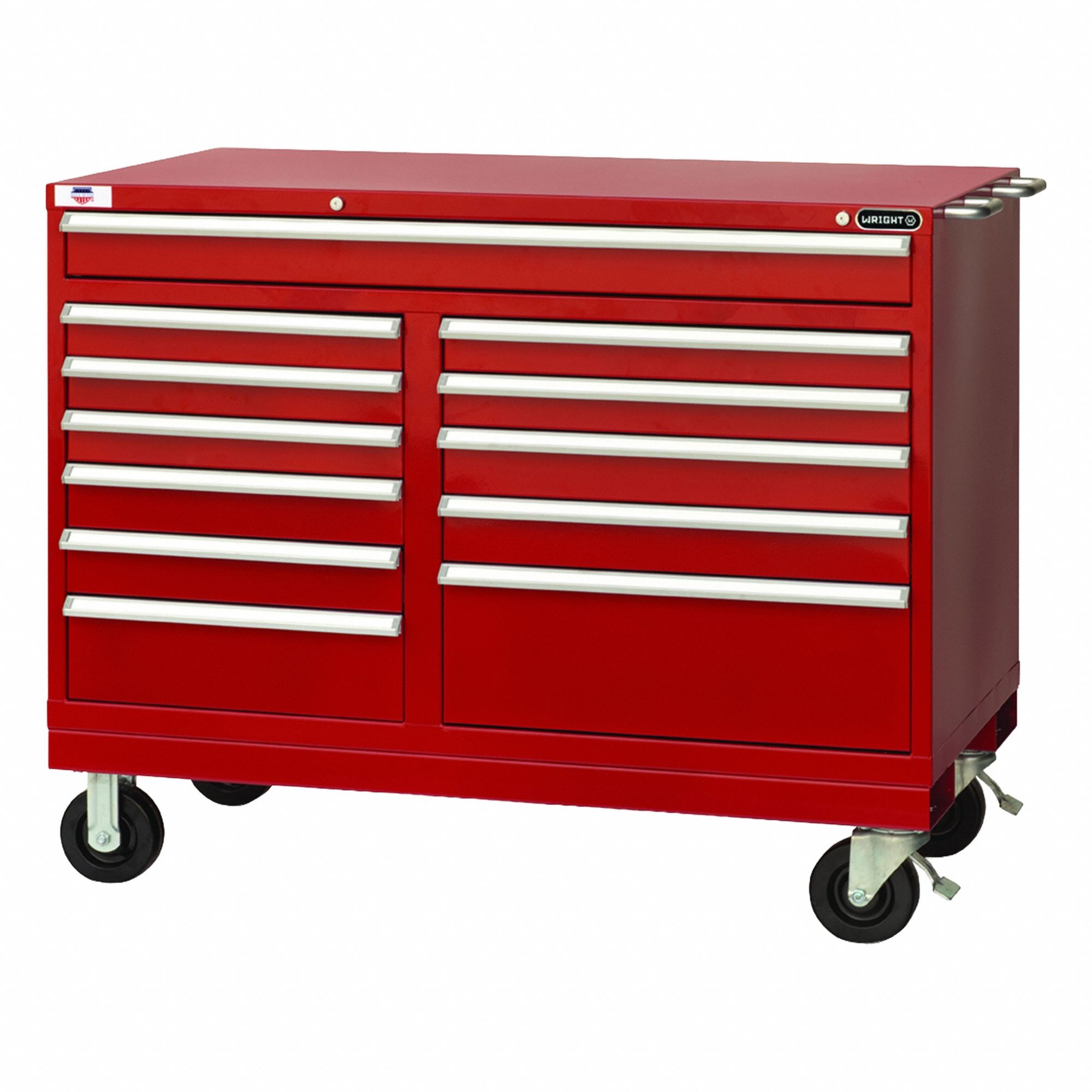 WRIGHT, Red / Red Drawer, 46 1/2 in W x 27 3/4 in D x 42 1/2 in H, Tool ...