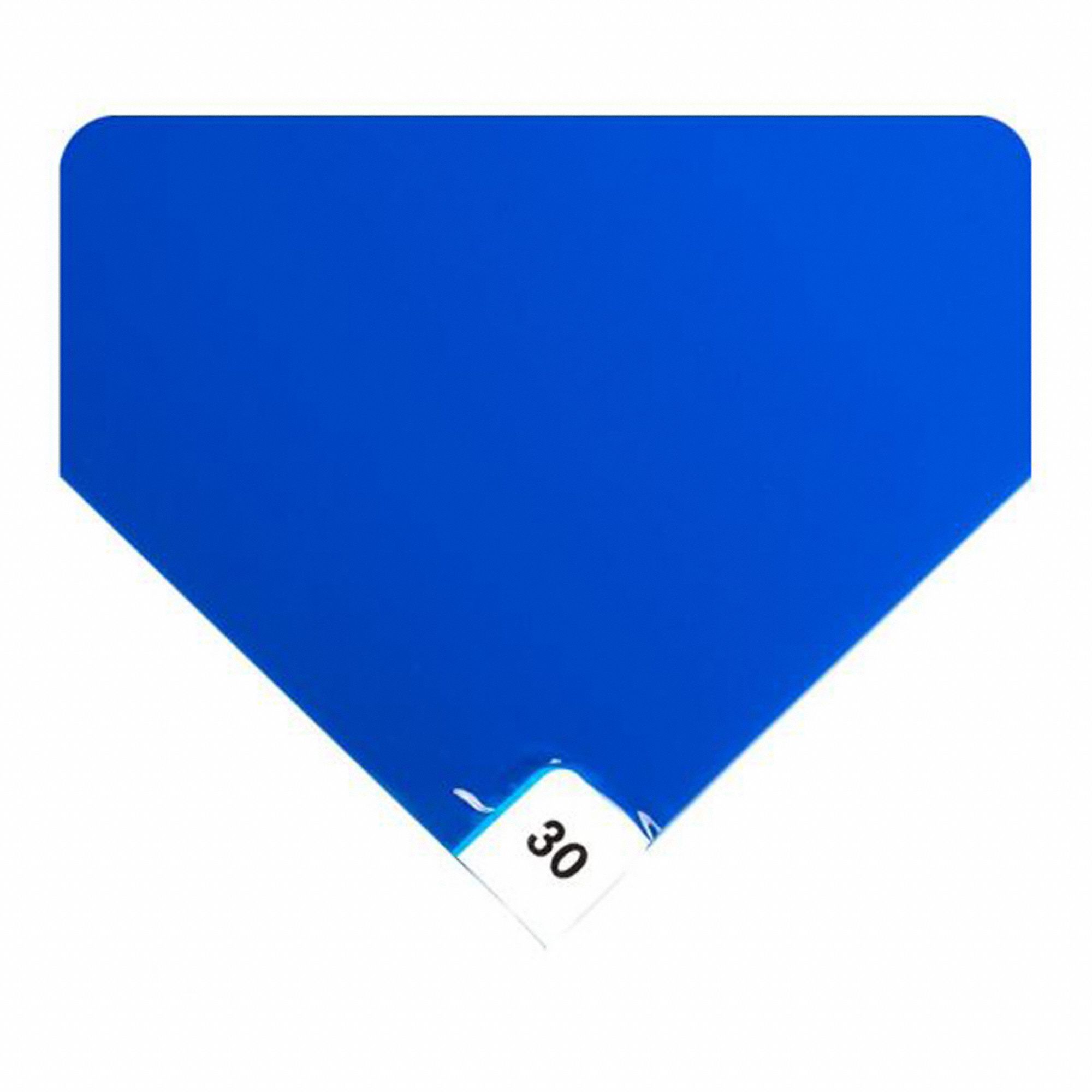 DISPOSABLE TACKY MAT, POLYETHYLENE BACKING, 18 X 36 IN, 0.397 MM THICK, BLUE