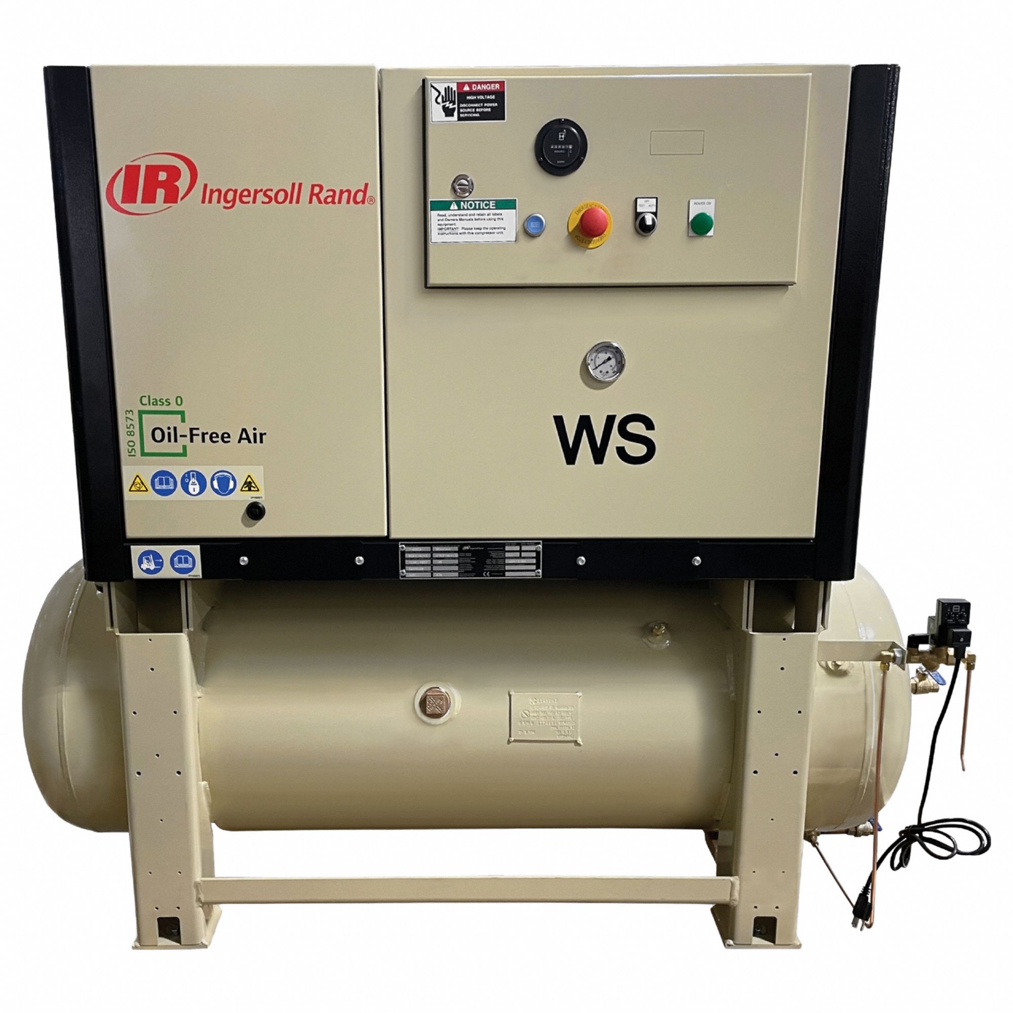 Scroll Compressor: 10 hp, Horizontal Air Tank, 120 gal, 31.9 cfm, 145 psig, 230V AC