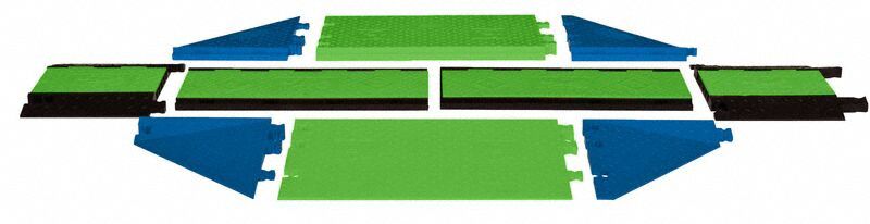 HI-VIZ CABLE PROTECTOR: 5 Channels, 1 1/4 in Max Cable Dia, 51 1/4 in Wd, 1 7/8 in Ht, 111 1/4 in Lg