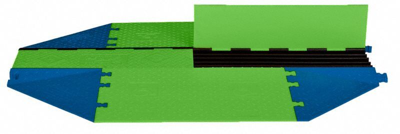 HI-VIZ CABLE PROTECTOR: 5 Channels, 1 1/4 in Max Cable Dia, 51 1/4 in Wd, 1 7/8 in Ht, 75 1/2 in Lg