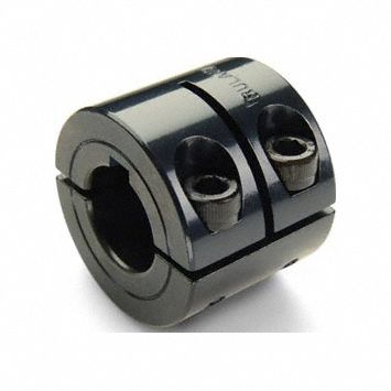 Double Wide Shaft Collar: 1-Piece, Inch, Round Keyed, Clamp On, 1/2 in Bore Dia