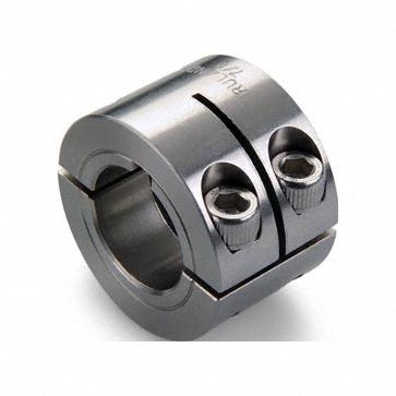 Double Wide Shaft Collar: 1-Piece, Inch, Round Keyed, Clamp On, 1/2 in Bore Dia