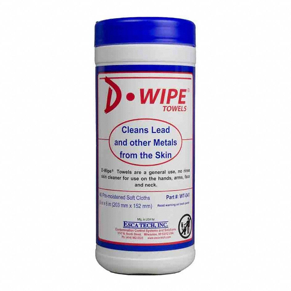 Lead & Metal Dust Removal Wipes: Canister, 40 Wipes per Container, Non Rinse, Citrus