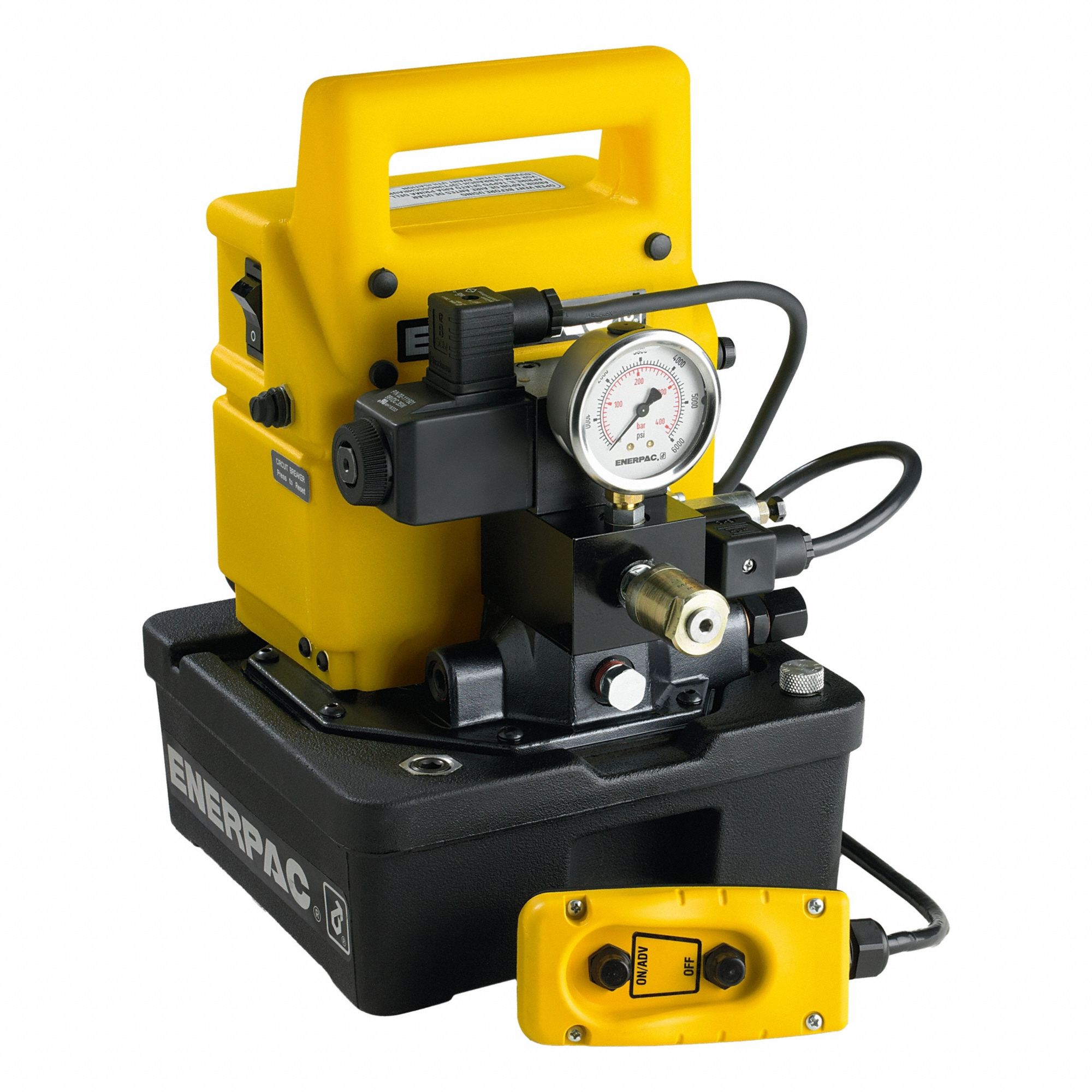 Electric Pump: 5, 000 psi Max. Op Pressure, 25 cu in/min Max. Flow Rate, 1/2 hp Max. HP, 115V