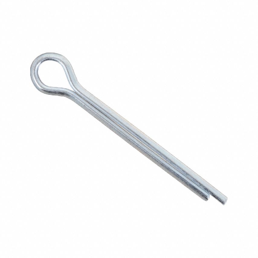 Cotter Pin: Extended Prong, Inch, 3/16 in Pin Dia, Steel, Ungraded, Zinc Plated, 100 PK