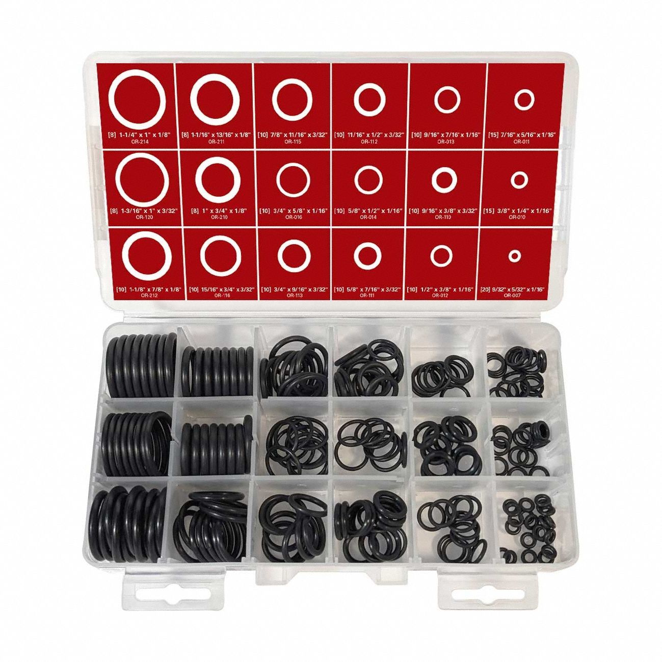 O-Ring Set: Buna-N, Round, 1/8 in_1/16 in_3/32 in C.S.