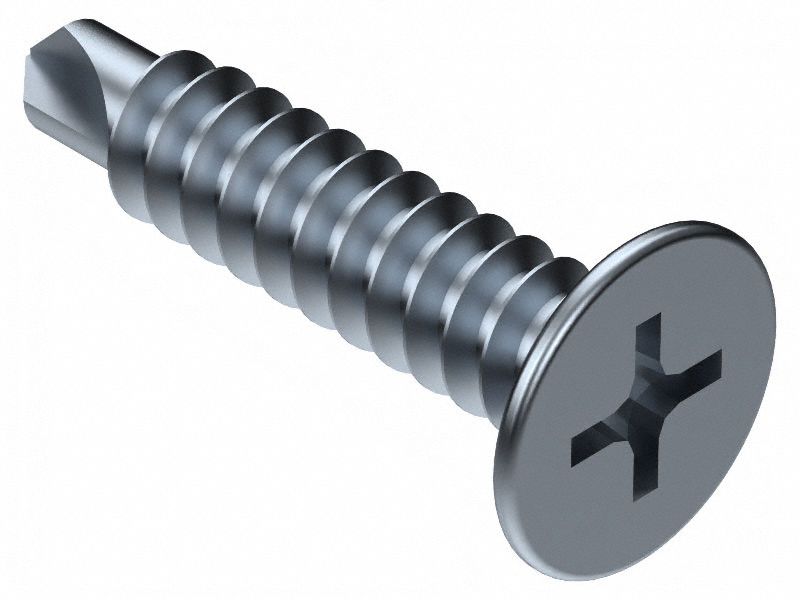 Self-Drilling Screw: #10 Size, 1 1/2 in Lg, Steel, Zinc-Plated, Wafer, Phillips, 3, 000 PK