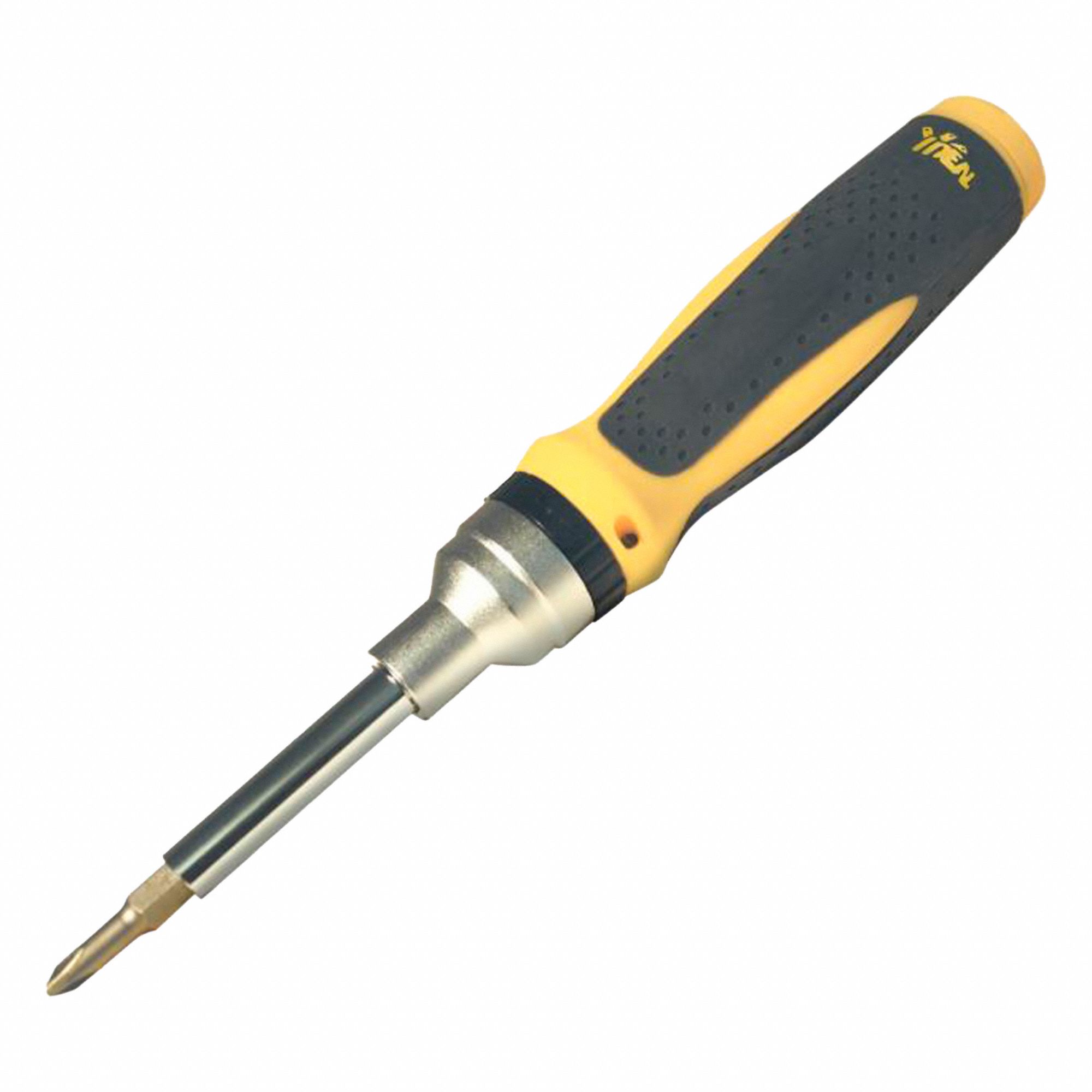 RATCHETING MULTI-BIT SCREWDRIVER, 7/16 IN DRIVE, 4 PIECES, CHROME, VARIOUS SIZES, 8½ IN L