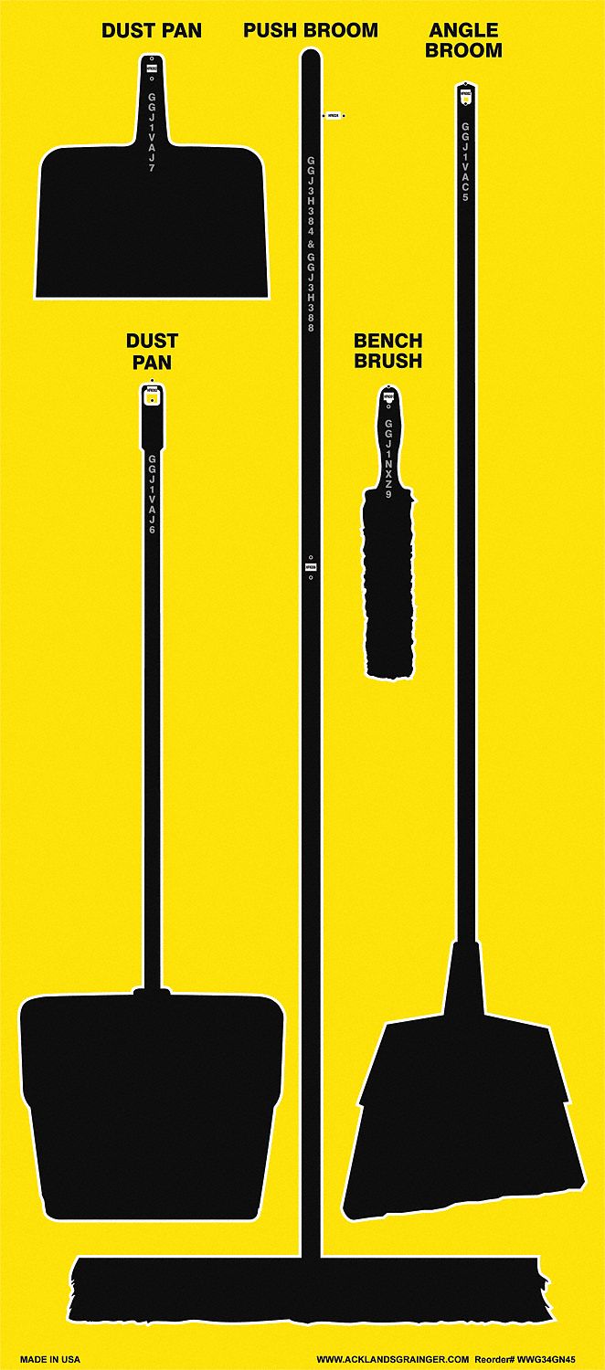 SHADOW BOARD,YELLOW,30" W X 0.236" D