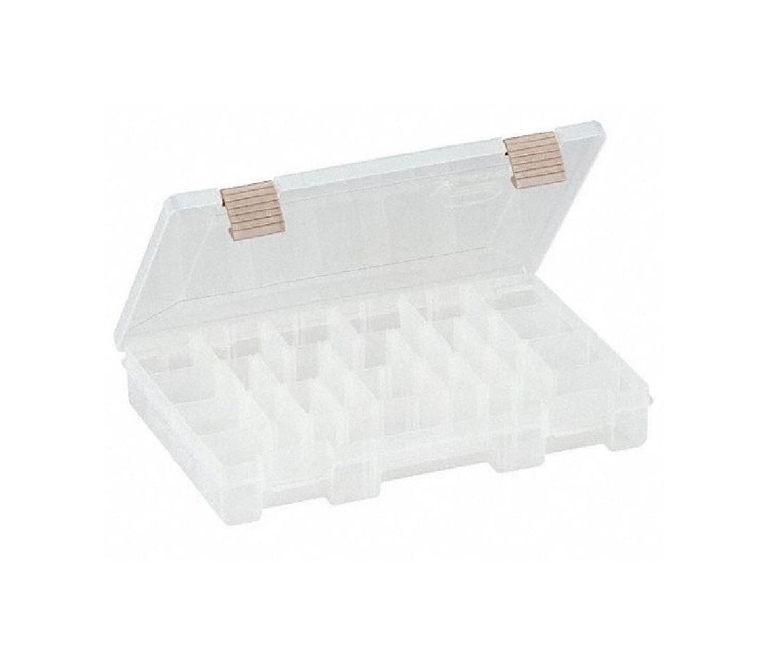 COMPARTMENT BOX, 11 IN X 7¼ IN X 1¾ IN, CLEAR, 24 COMPARTMENTS, 20 ADJUSTABLE DIVIDERS