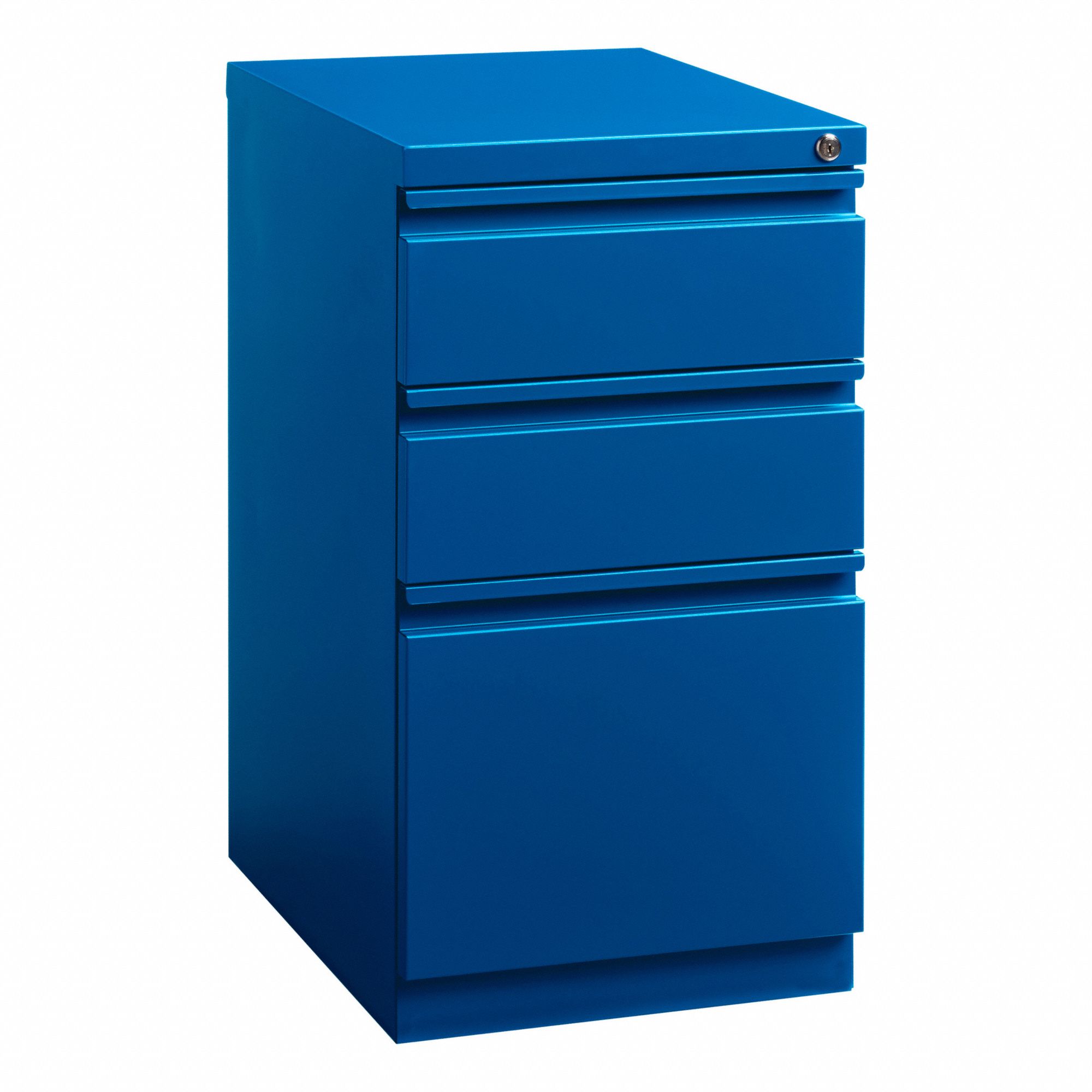 DESK PEDESTAL, CLASSIC BLUE, 3 DRAWERS, 27 3/4 IN OVERALL H, 19 7/8 IN OVERALL D, STEEL