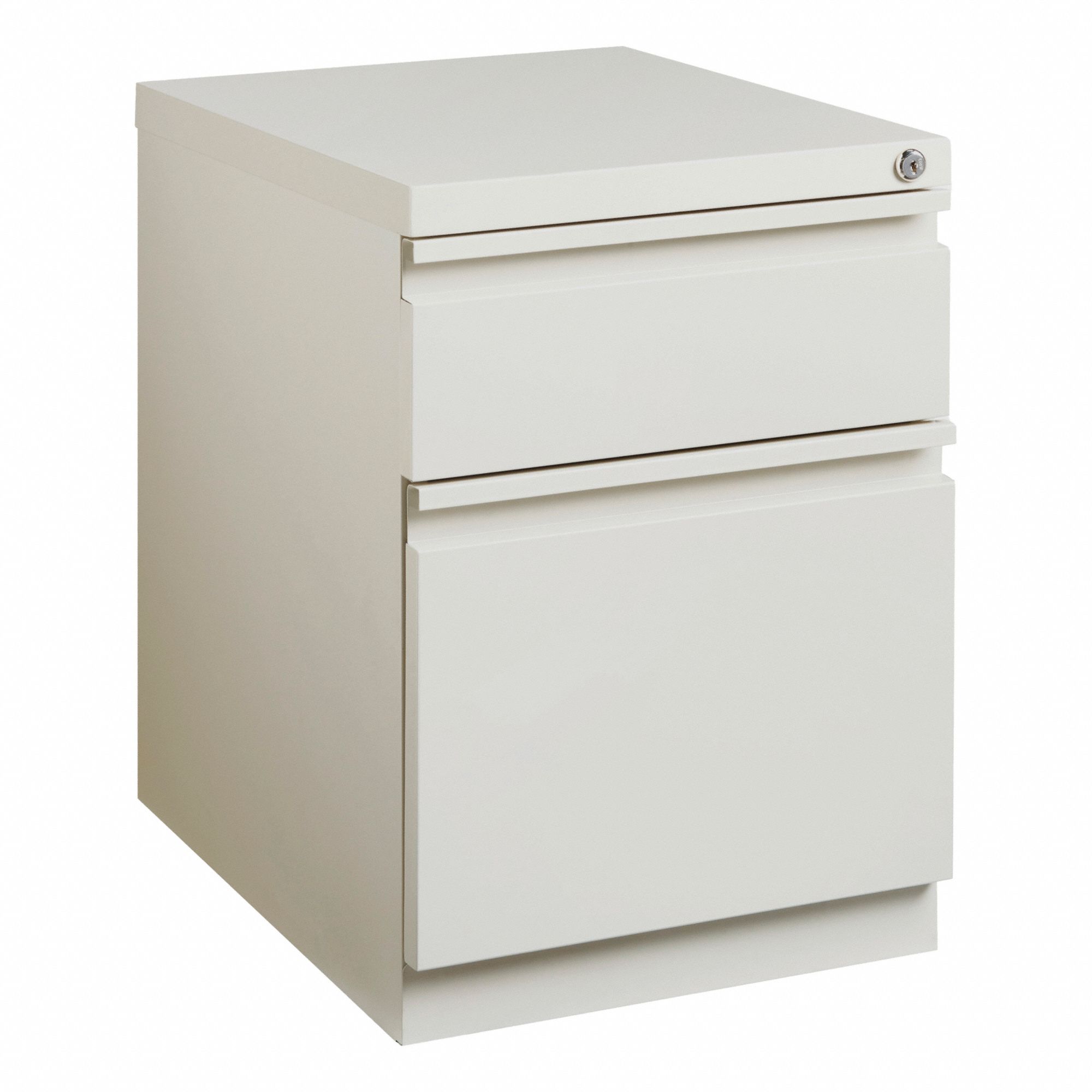 DESK PEDESTAL, WHITE, 2 DRAWERS, 21 3/4 IN OVERALL H, 19 7/8 IN OVERALL D, 15 IN OVERALL W