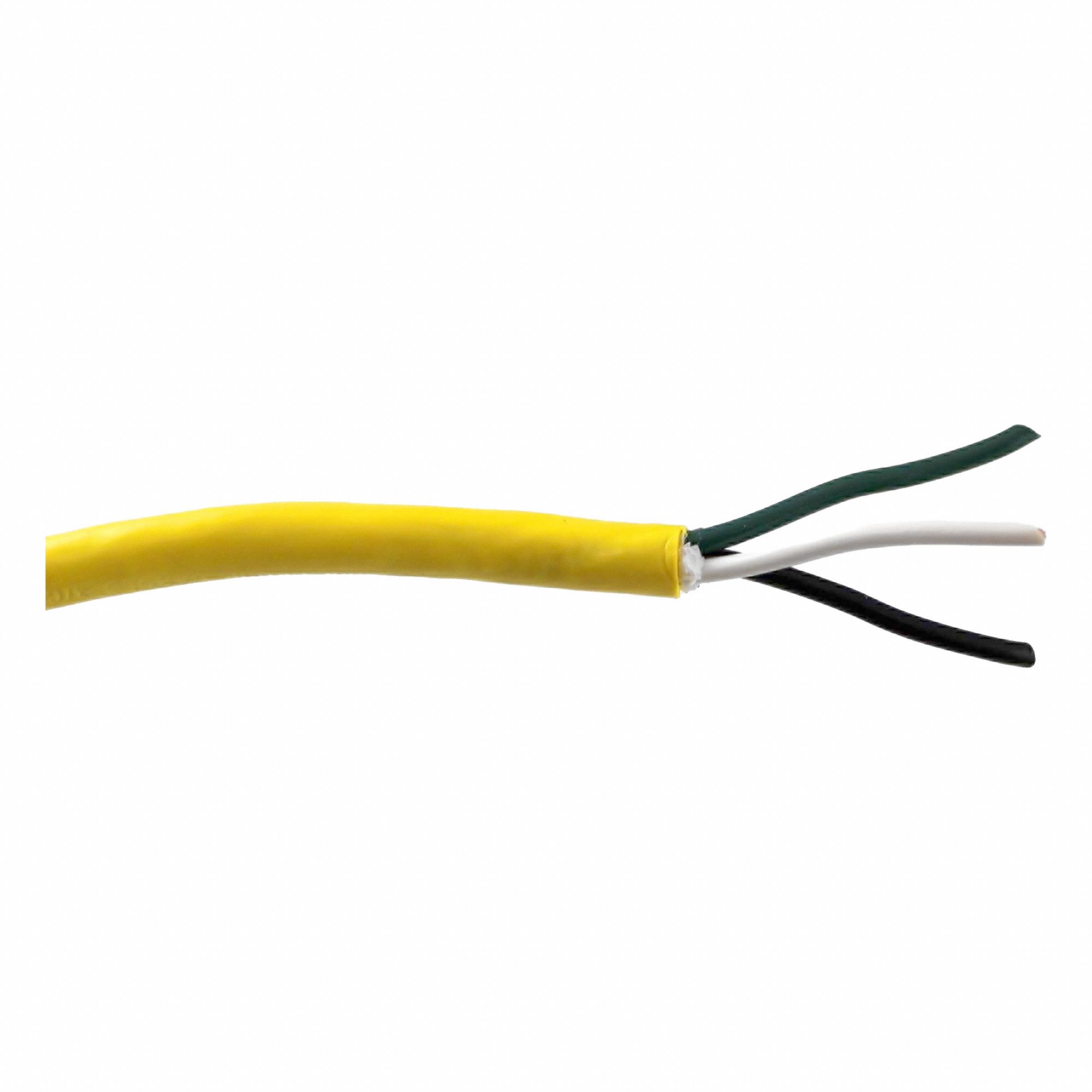 Portable Cord: SJTOW, 300 V, 3 Conductors, 12 AWG, Yellow Jacket, 100 ft Overall Lg