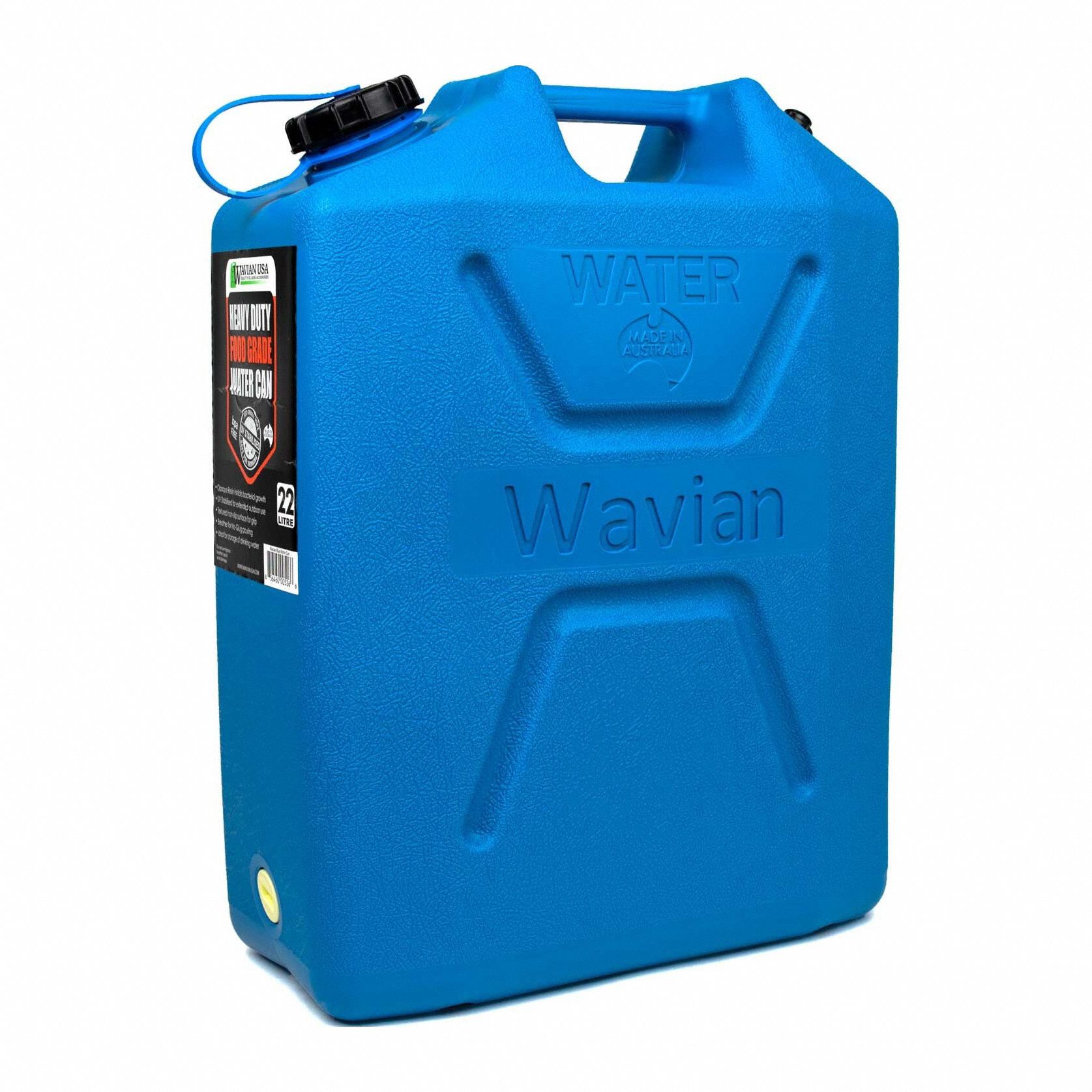 Water Container: Blue, 5.8 gal Capacity, Plastic, 13 3/4 in Overall Lg, 6 7/8 in Overall Wd
