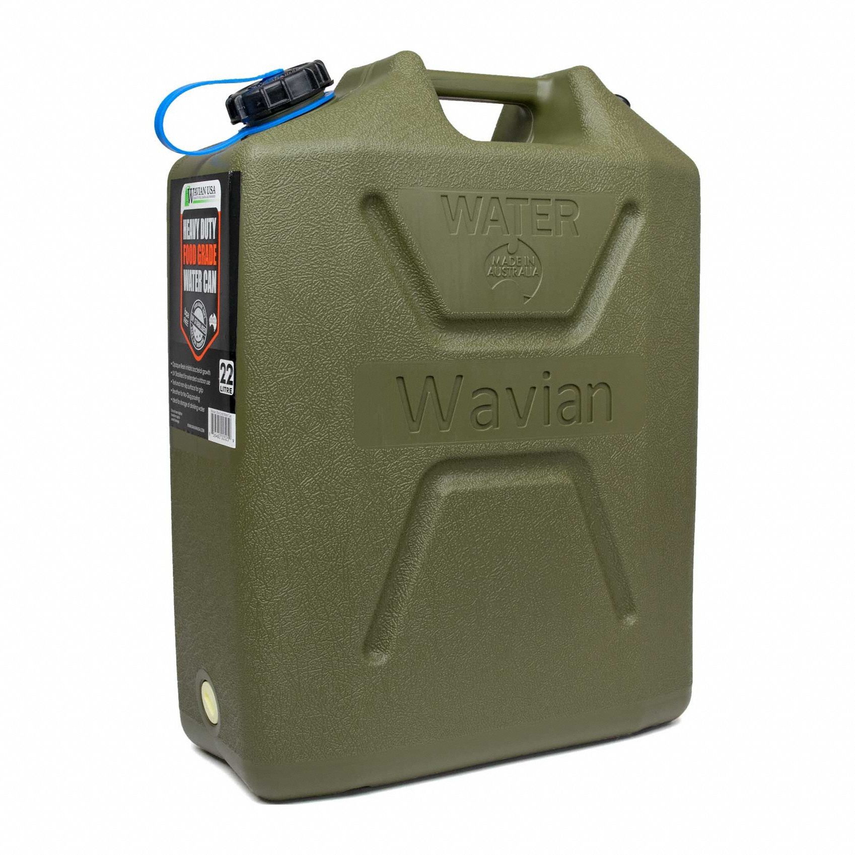 Water Container: Green, 5.8 gal Capacity, Plastic, 13 3/4 in Overall Lg, 6 7/8 in Overall Wd