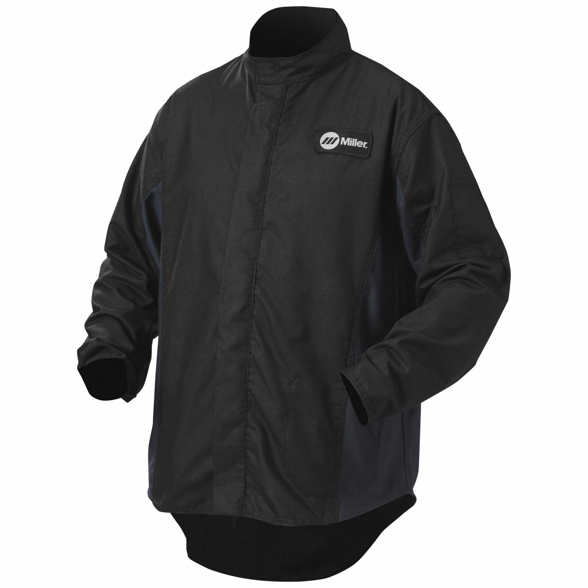 MEN'S WELDING JACKET, WELDX 9 OZ COTTON, BLK/BL, ZIPPER, 1 POCKET, 3XL, VENTED BACK