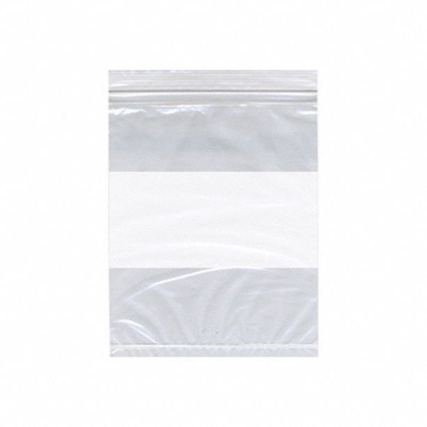 Reclosable Bag: 2 mil Thick, 6 in Wd, 9 in Lg, Hang Hole Not Included, 1, 000 PK
