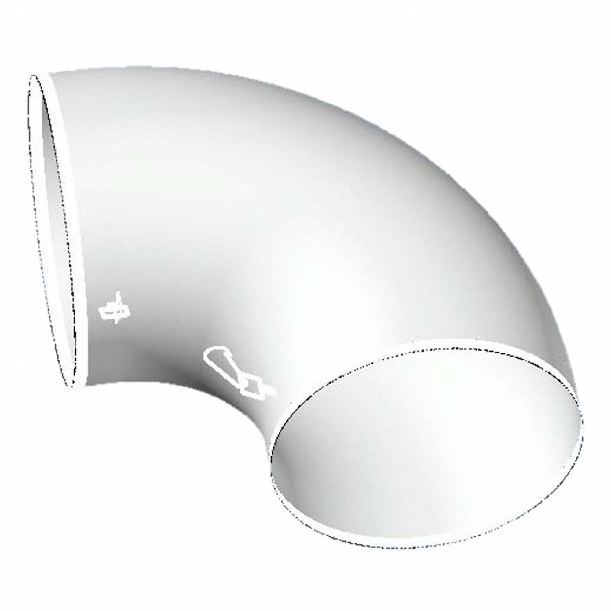 90 Degree Elbow: For 12 in Duct Dia, 12 in Inlet Dia, 12 in Outlet Dia, 18 in Overall Lg