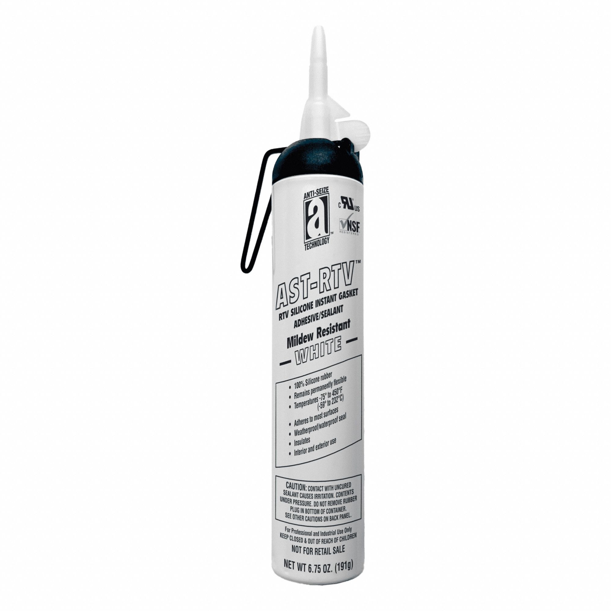 RTV Gasket Maker: AST-RTV, 6.7 fl oz, Pressurized Can, White