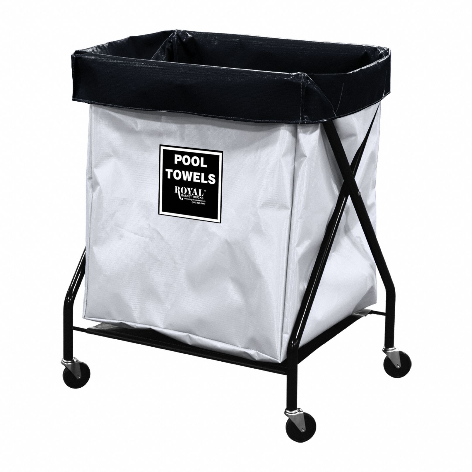 X-Frame Hamper: Vinyl Liner, White, (4) Swivel, 7.6 cu ft Total Volume, Steel