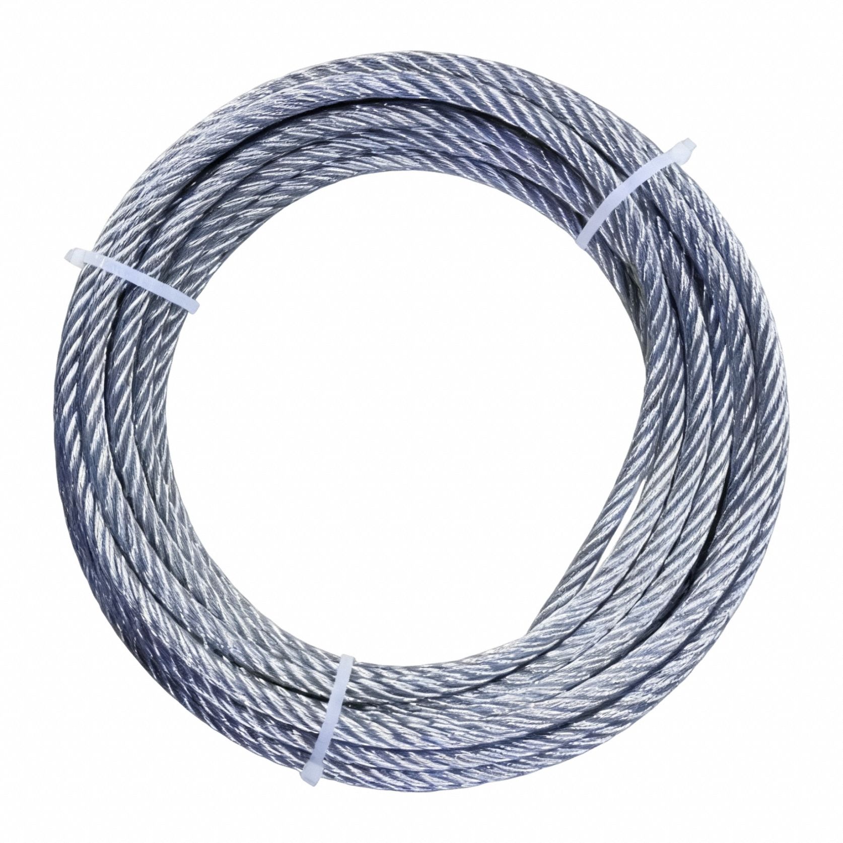 Wire Rope: Stainless Steel, 7 x 7, 1, 220 lb Working Load Limit, 100 ft Overall Lg