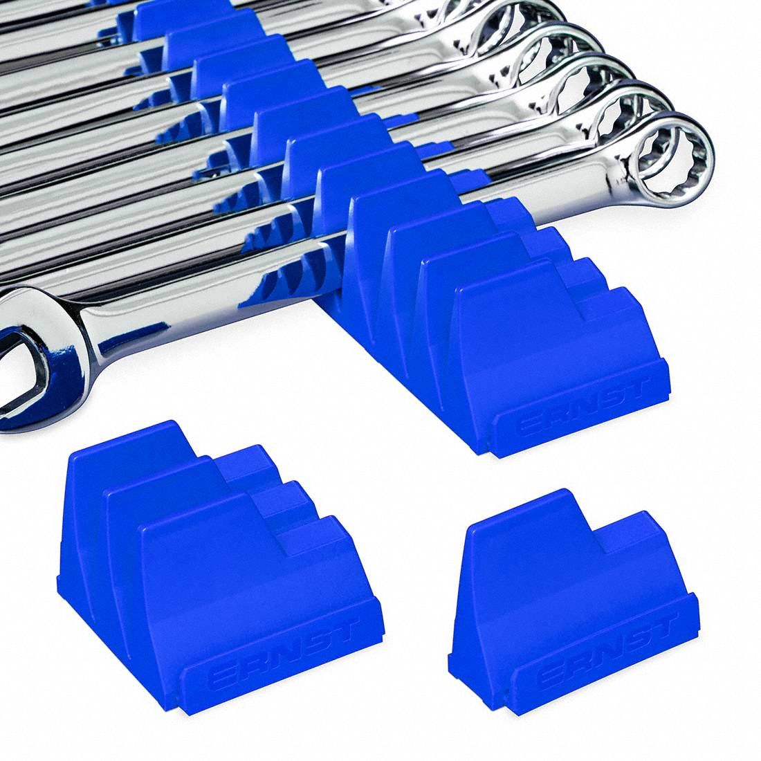ERNST MANUFACTURING Modular Wrench Organizer for Drawer: Blue, 2 1/4 in Overall Wd, Wrenches (MPN 5404). Key specifications — attr1125346: ERNST MANUFACTURING; attr1125347: Blue; attr1136588: Wrenches.