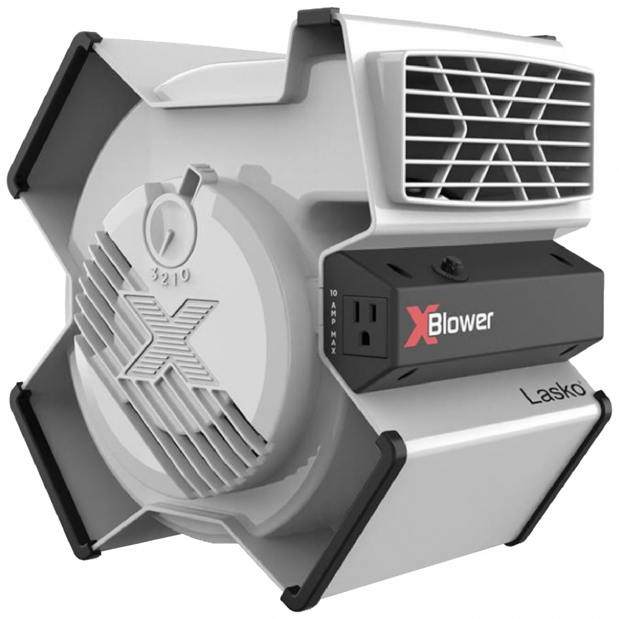 Blower Fan: 370 cfm, Fixed Frame, 3 Speeds, 1/16 hp, 120V, 6 1/2 ft Cord, Gray, Variable