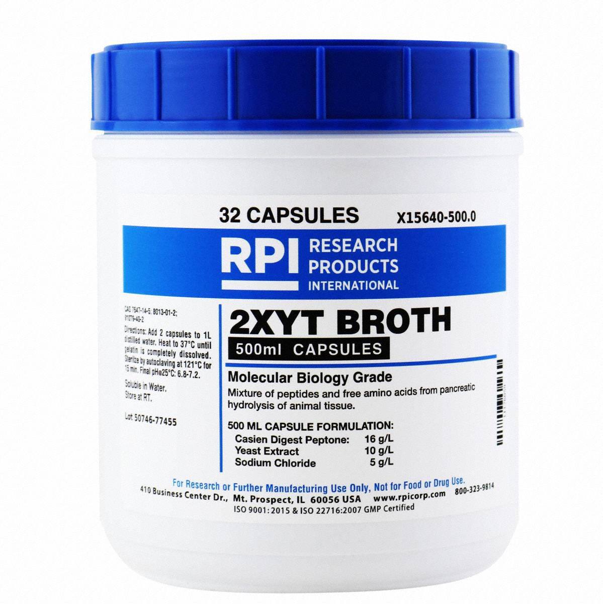 2XYT Broth, Capsules, 496g, PK32
