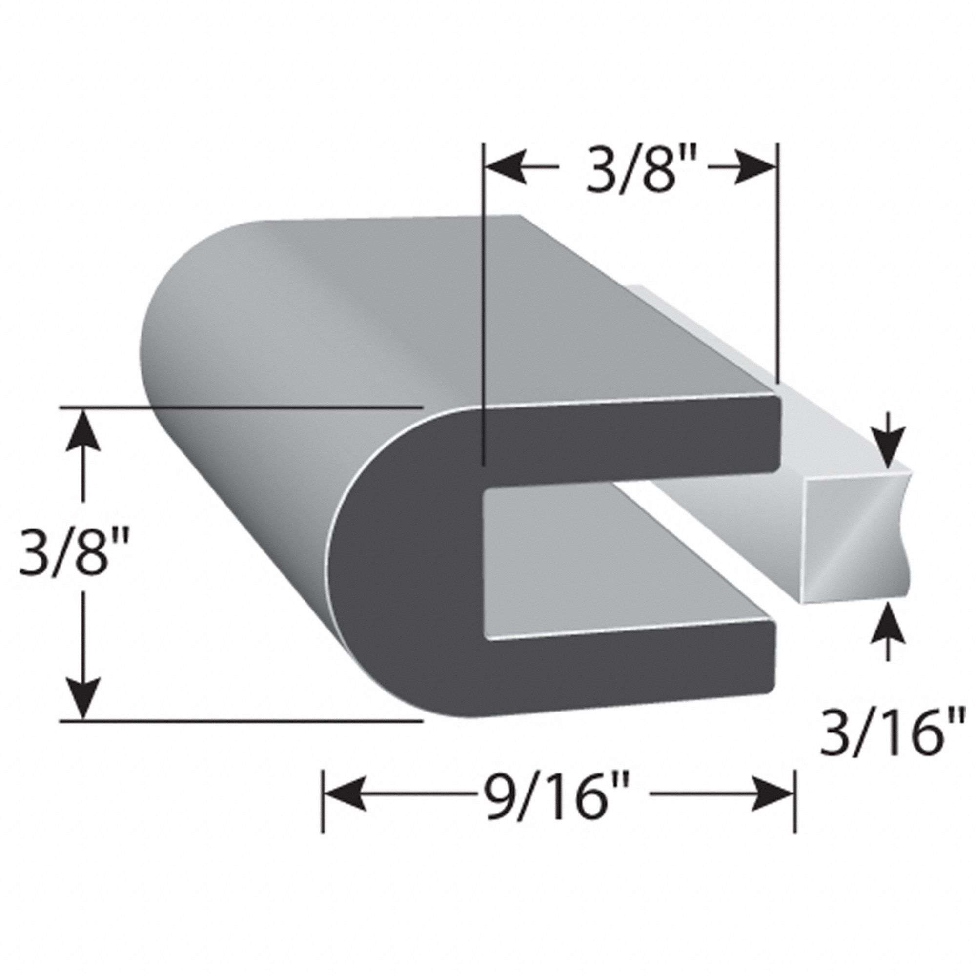 Neoprene, 25 ft Lg, Rubber Edging - 804AP6|X2011-25 - Grainger