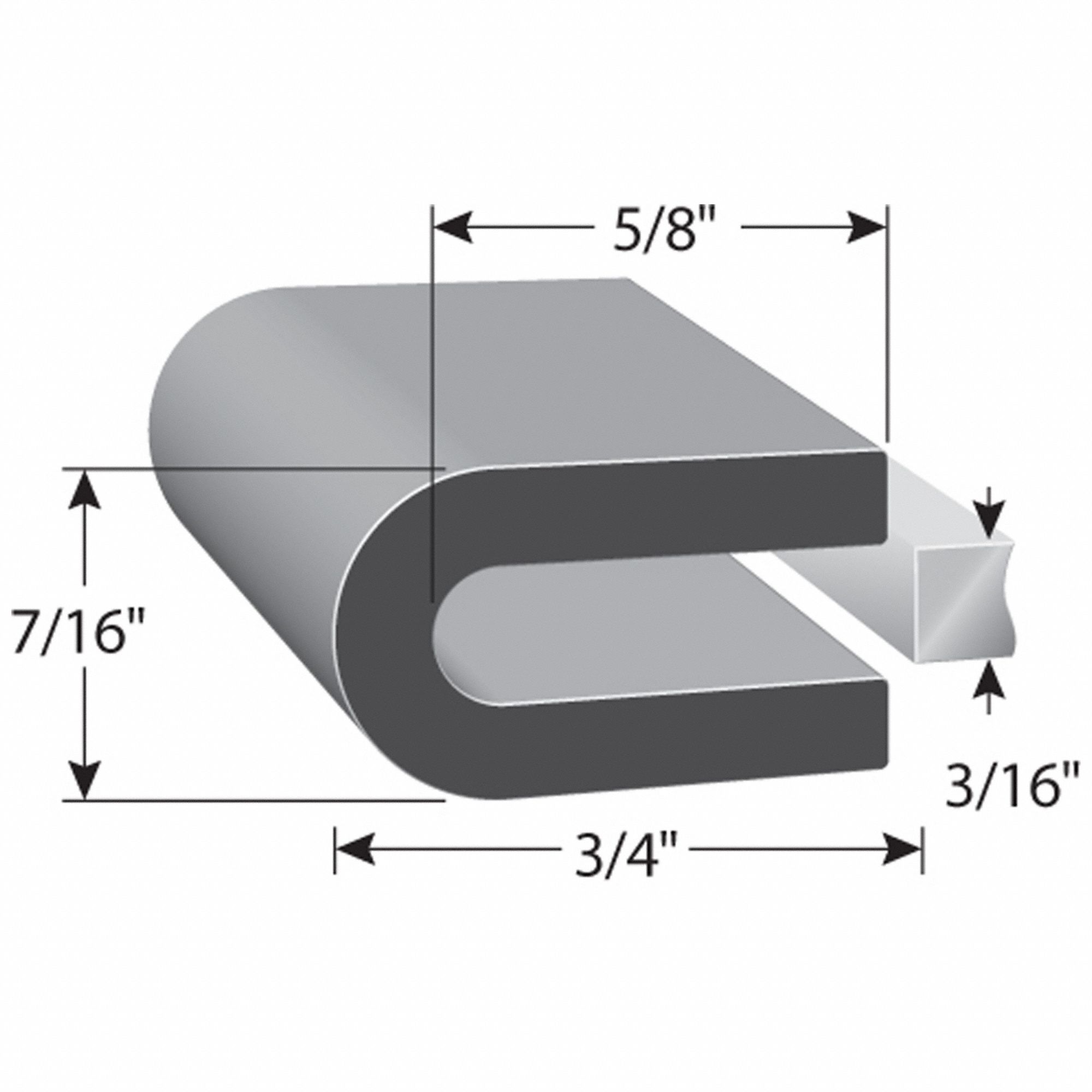 Rubber Edge Trim 10ft L Black 7/16in W